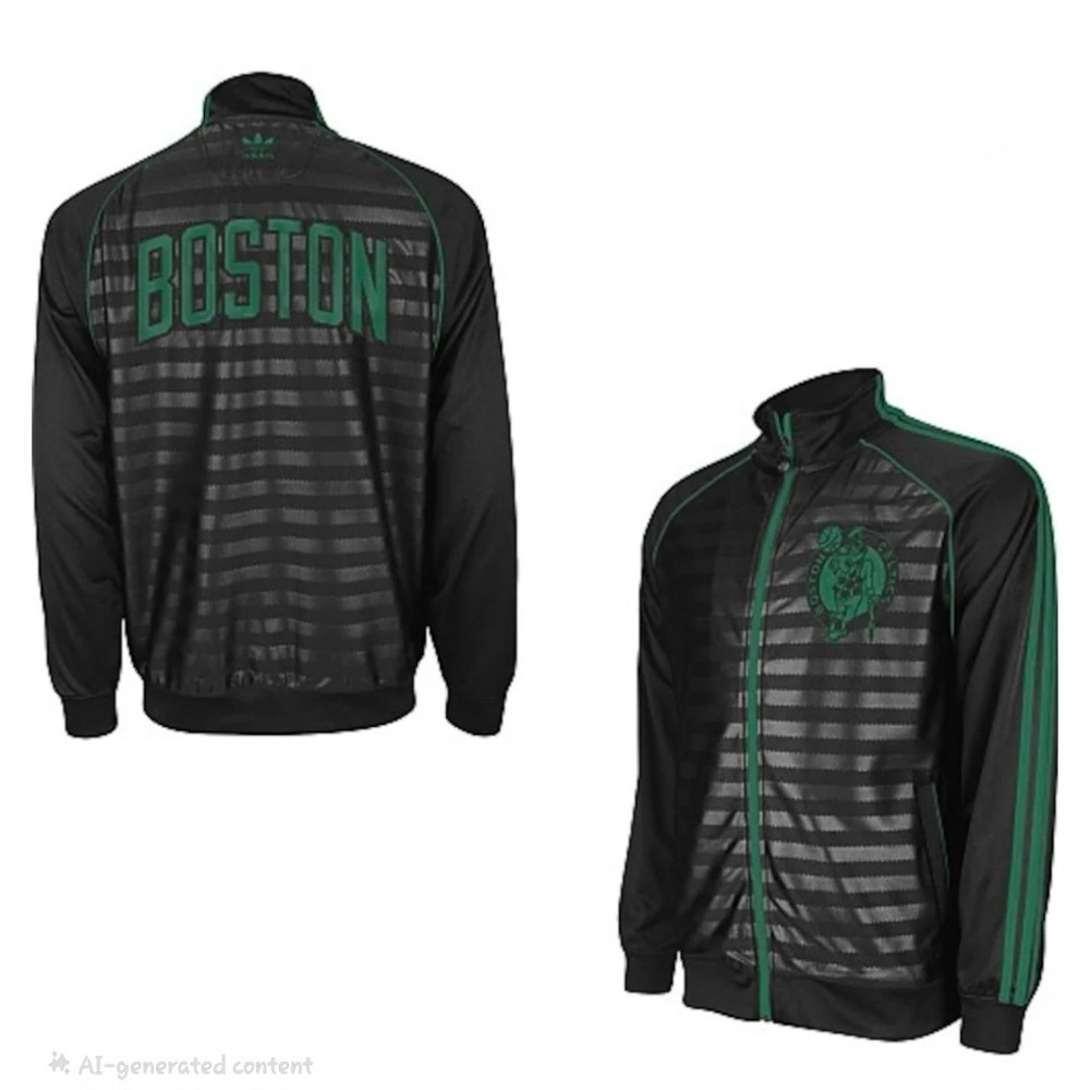 Adidas Boston Celtics NBA VTG 2012 Grove Track Jacket Mens XL Black Full Zip